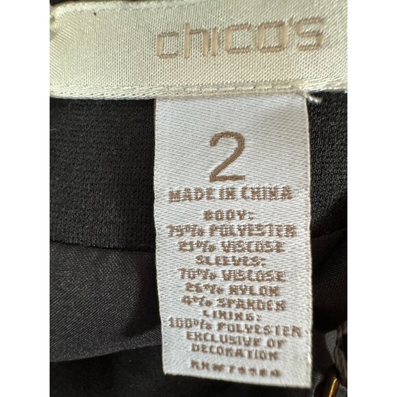 Chicos Open-Front Black Tweed Jacket Sz 2 - Picture 12 of 16
